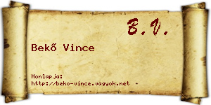 Bekő Vince névjegykártya